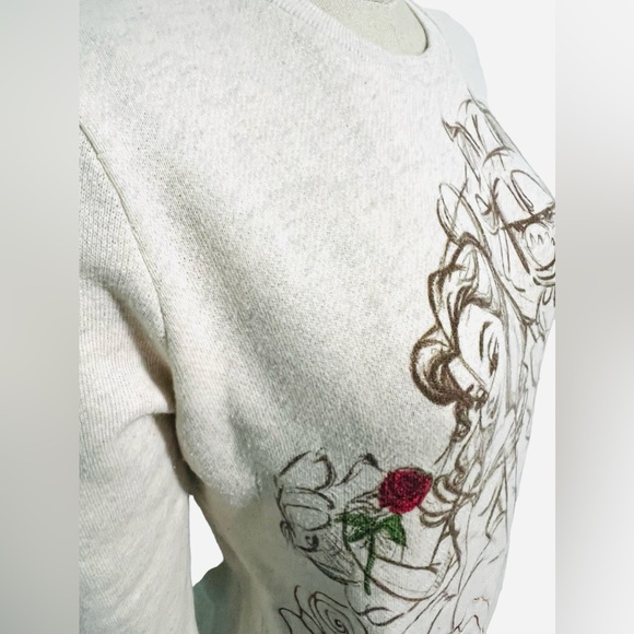 Disney Art of Belle Beauty and The Beast Heather Beige Sweatshirt Size Medium - Picture 4 of 13